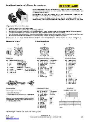 Installation instructions for AC servomotors