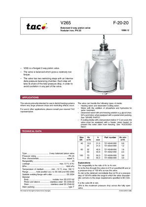 V265 Balanced 2-way piston valve Nodular iron, PN 25