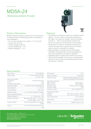 MD5A-24 Modulating Damper Actuator Specification Sheet