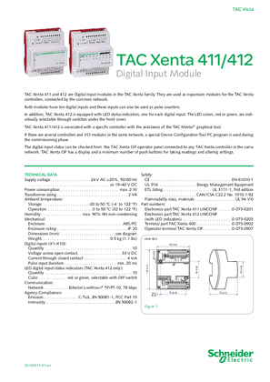 TAC Xenta 411/412 Digital Input Module