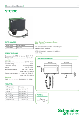 STC100 Strap-on/Contact Temperature Sensors - Specification Sheet