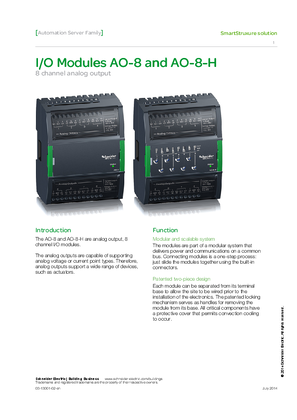 I/O Modules AO-8 and AO-8-H 8 channel analog output
