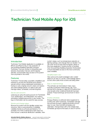 Technician Tool Mobile App for iOS - Specification Sheet
