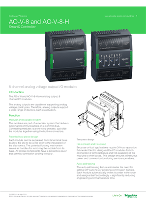 SmartX Controller AO-V-8 and AO-V-8-H Specification Sheet