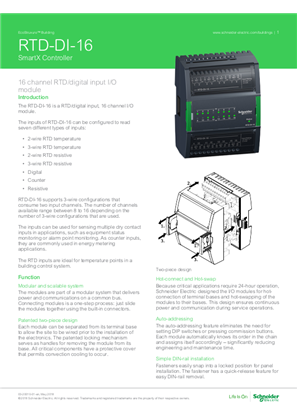 SmartX Controller RTD-DI-16 Specification Sheet