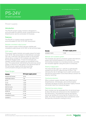 SmartX Controller PS-24V Specification Sheet