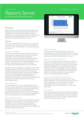 EcoStruxure Building Operation Reports Server Specification Sheet