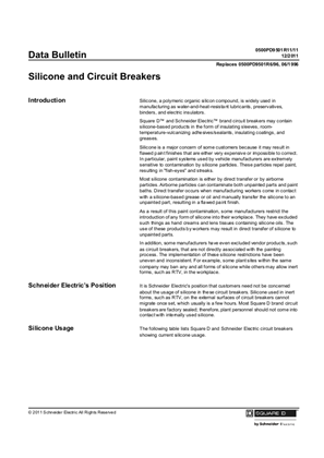 Silicone and Circuit Breakers - Data Bulletin