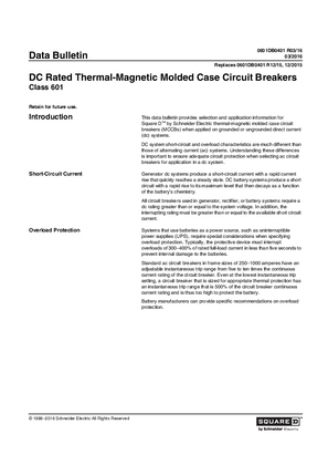 DC-Rated Thermal-Magnetic Molded Case Circuit Breakers