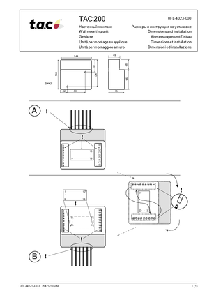 TAC 200 Wall Mount Unit Dimensions and Installation