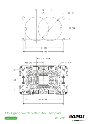 1-4 Gang Switch Cut Out Template Clipsal