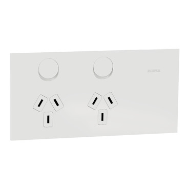 Clipsal Solis T Series, Double Switch Power Point, Horizontal Mount, 230V-240V, 10A