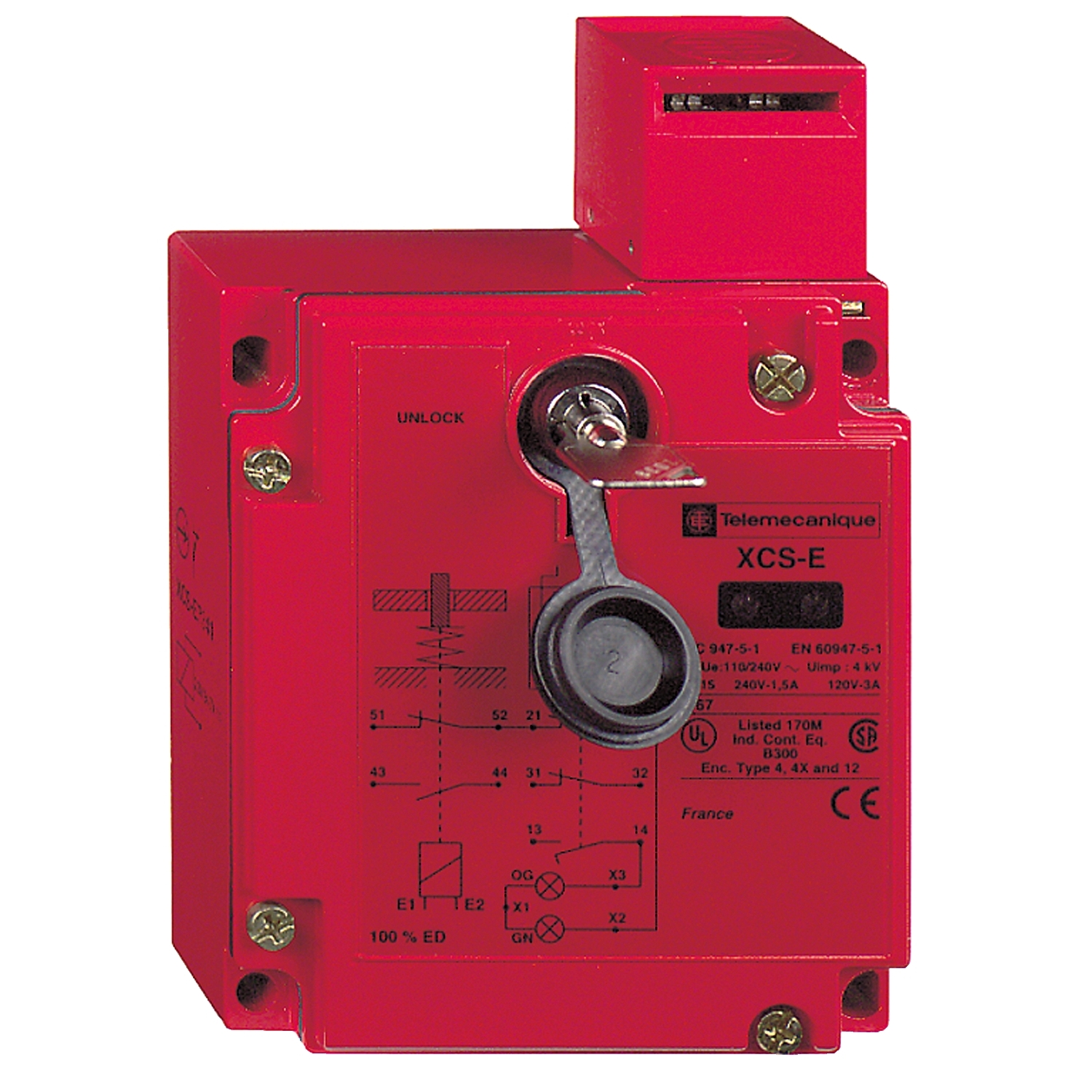 Safety switch, Telemecanique Safety switches XCS, metal XCSE, 3 NC, slow break, 2 entries tapped M20, 24 V