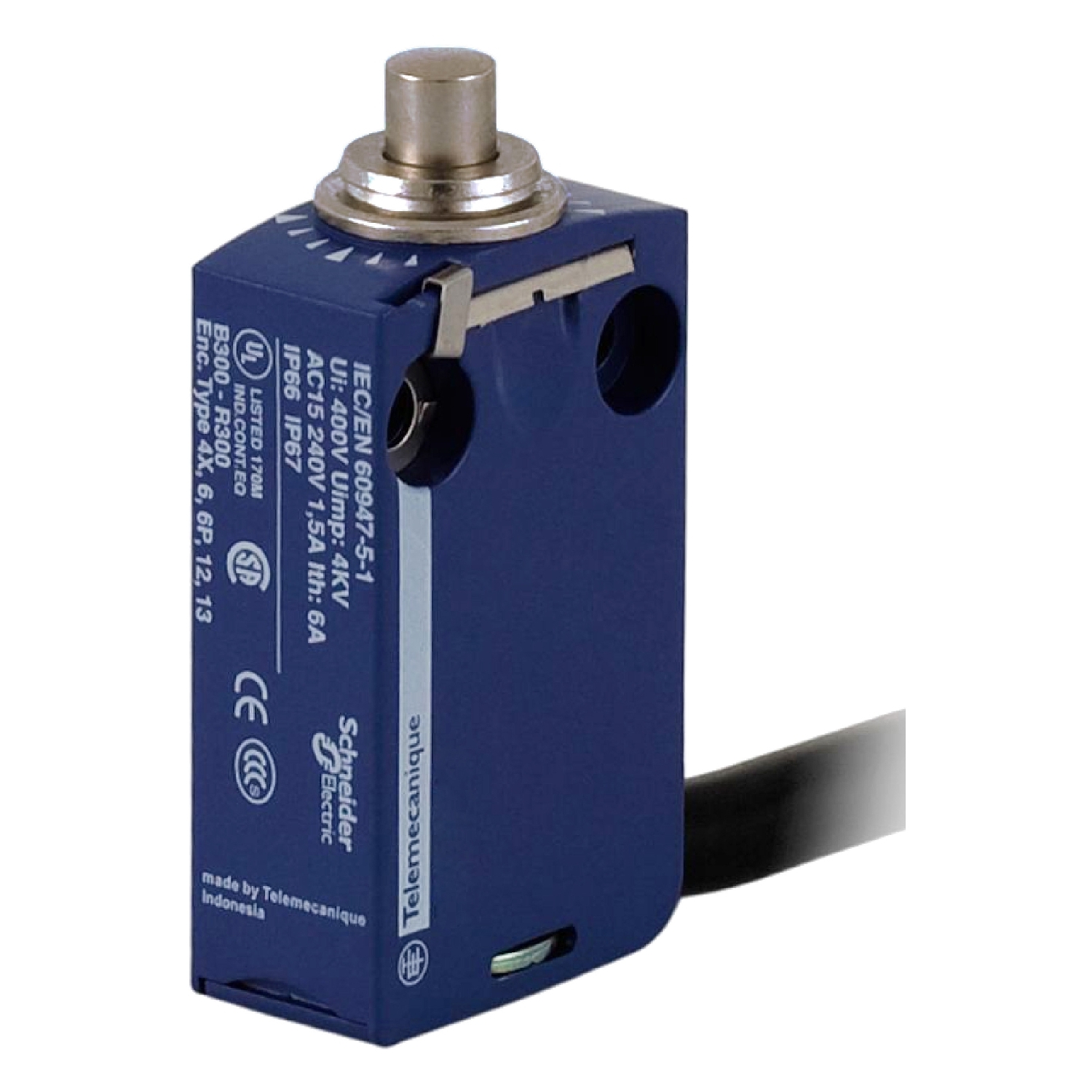 Limit switch, Limit switches XC Standard, XCMD, metal end plunger, 1NC+1 NO, snap, 1 m