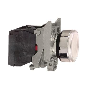 Harmony komplett fém BA9s izzós világító nyomógomb, Ø22mm, visszatérő, 1NO+1NC, 250V, fehér - XB4BW3165
