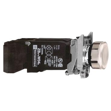 Harmony komplett fém BA9s izzós világító nyomógomb, Ø22mm, visszatérő, 1NO+1NC, 120VAC, fehér - XB4BW3135