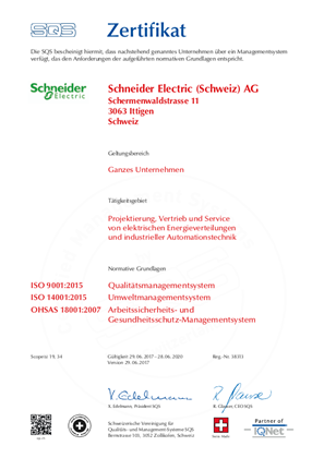 ISO 9001:2015 14001:2015 BS OHSAS 18001:2007 (CH-DE)