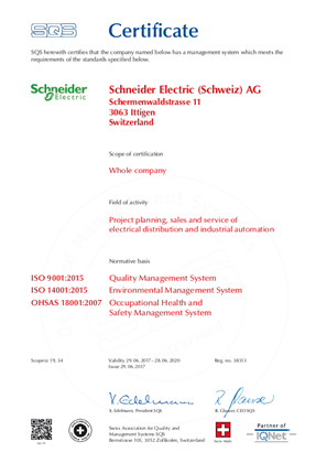 ISO 9001:2015 14001:2015 BS OHSAS 18001:2007 (CH-EN)