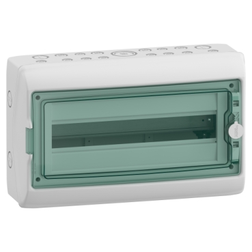 KAEDRA Kiselosztó, átlátszó ajtó, falon kívüli, 1x18 modul, szürke - 13432