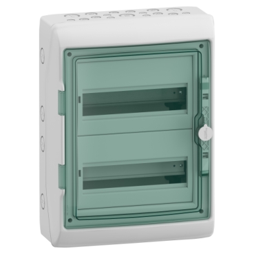 KAEDRA Kiselosztó, átlátszó ajtó, falon kívüli, 2x12 modul, szürke - 13433