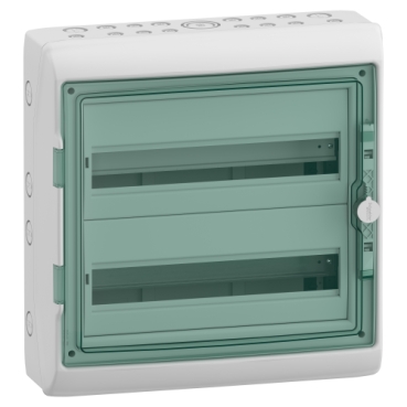 KAEDRA Kiselosztó, átlátszó ajtó, falon kívüli, 2x18 modul, szürke - 13434
