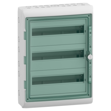 KAEDRA Kiselosztó, átlátszó ajtó, falon kívüli, 3x18 modul, szürke - 13436
