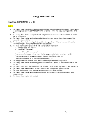 iEM2110 up to 63A Short Specification