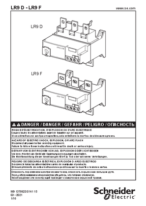 LR9D, LR9F - Electronic thermal overload relays 18.5 to 315 kW - Instruction sheet