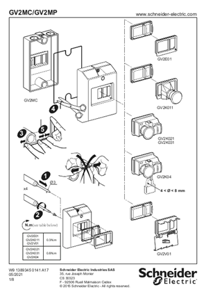 Instruction sheet - GV2 MC/MP Enclosures and accessories - Instruction Sheet