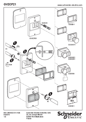 Instruction sheet - GV2 CP21 Enclosures and accessories
