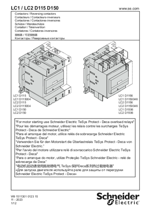 LC1/LC2 D115 D150 Contactors / Reversing contactors - Instruction Sheet
