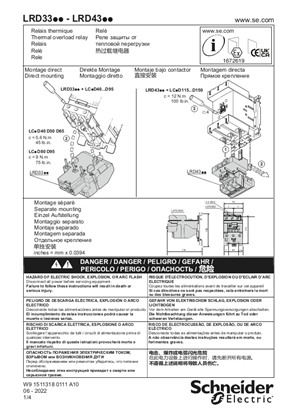 LRD33, LRD43 - Thermal overload relays 18.5 to 75 kW - Instruction Sheet