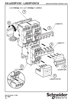 LAD3PVGV - LAD3PVGV10 Kit for low speed / high speed starters 9 to 32 A with spring terminals