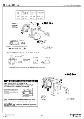 XB4.. / XB5... Mounting, Instruction Sheet