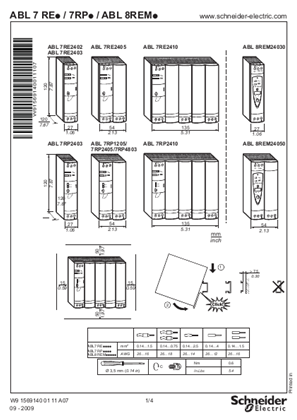ABL8REM/7RE... /7RP... Regulated switch mode power supplies, Phaseo Optimum (EN)