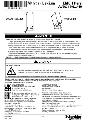 Instruction sheet - EMC filters - VW3A31401...409