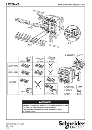 LC2D..3  9 to 32 A reversing contactors with spring terminals