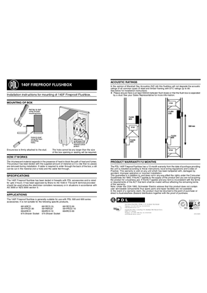 General wiring accessories installation instructions for 140F fireproof flushbox