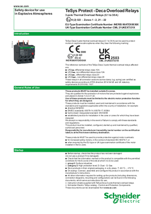 TeSys Protect - Deca Overload Relays (0.1 to 38 A) - Use in Explosive Atmospheres