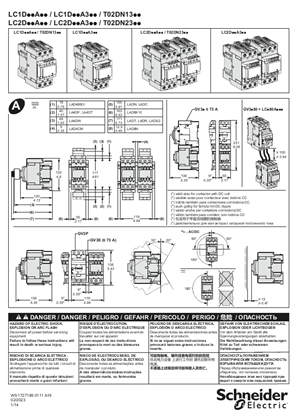 LC1D..,  LC2D.. and T02DN.. 3-pole contactors and reversing contactors 40 to 80 A AC-3 - Instruction Sheet