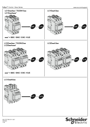 LC1D..,  LC2D.. and T02DN.. 3-pole contactors and reversing contactors 40 to 80 A AC-3 - Instruction Sheet