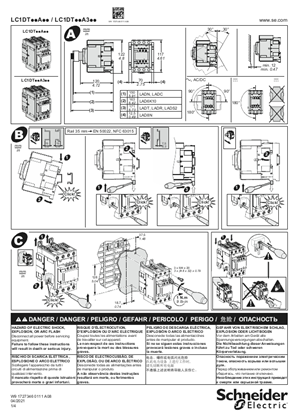 LC1DT..A, LC1DT..A3 Everlink 4-pole contactors 60 to 80 A AC-1 - Instruction sheet