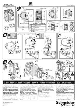 LC1DT..A6 4-pole contactors ring-type connection 60 to 80 A AC-1 - Instruction sheet