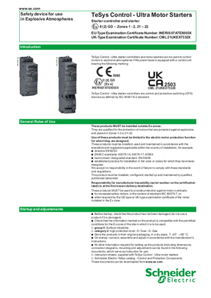 TeSys Control - Ultra Motor Starters - Use in Explosive Atmospheres