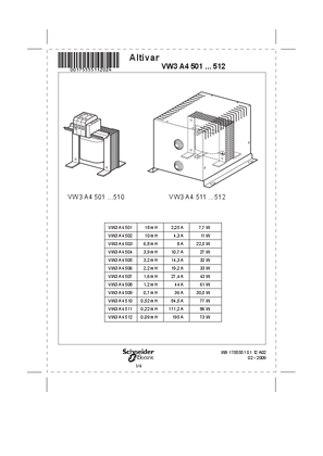 Instruction sheet - DC choke - VW3A4501 ... 512