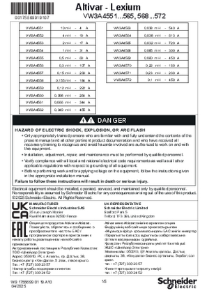 Instruction sheet - Line & motor choke 3 phase: VW3A4551-572