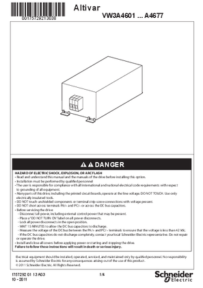 Instruction sheet - passive filter - VW3A4601 ... 677