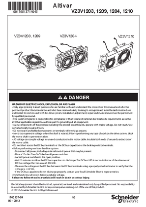Instruction sheet - ATV61/71/21 fan kit -  VZ3V1203, 04, 09, 10