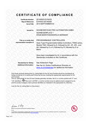 UL Certificate TM3 Safety