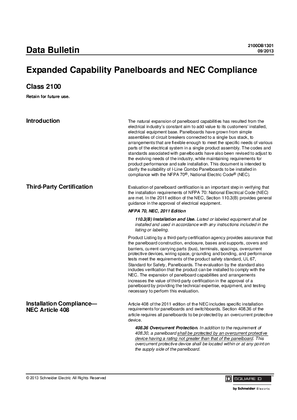 Expanded Capability Panelboards and NEC Compliance - Data Bulletin